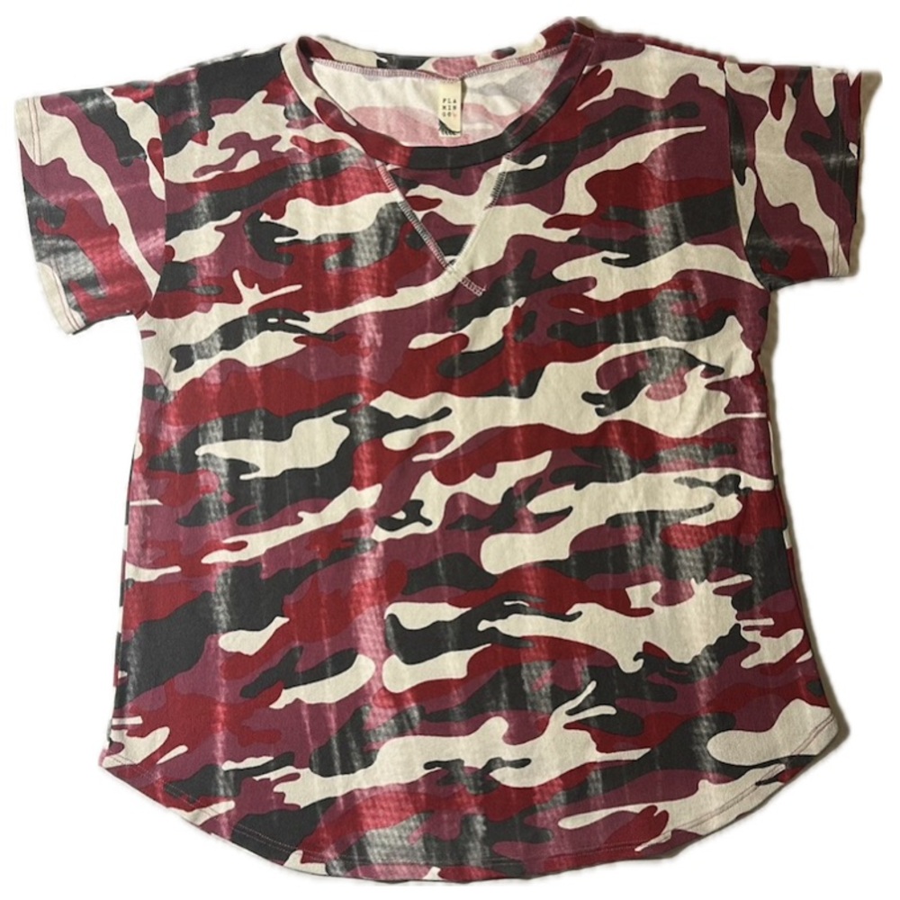 FLAMINGO fleece pink‎ gray camo camouflage shirt M/L SEE PHOTOS for measurements